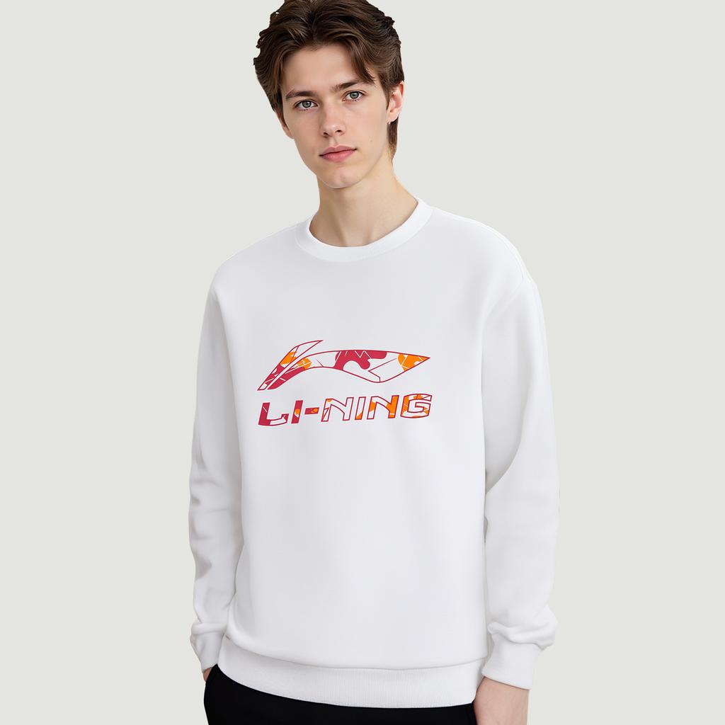 Li Ning Sweatshirts Unisex White Crew Neck Moderate Regular AWDVG89-2