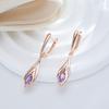 Shiny Purple Natural Zircon Long Dangle Earrings For Women  Rose Gold Color Vintage Ethnic Bride Daily Fine Jewelry