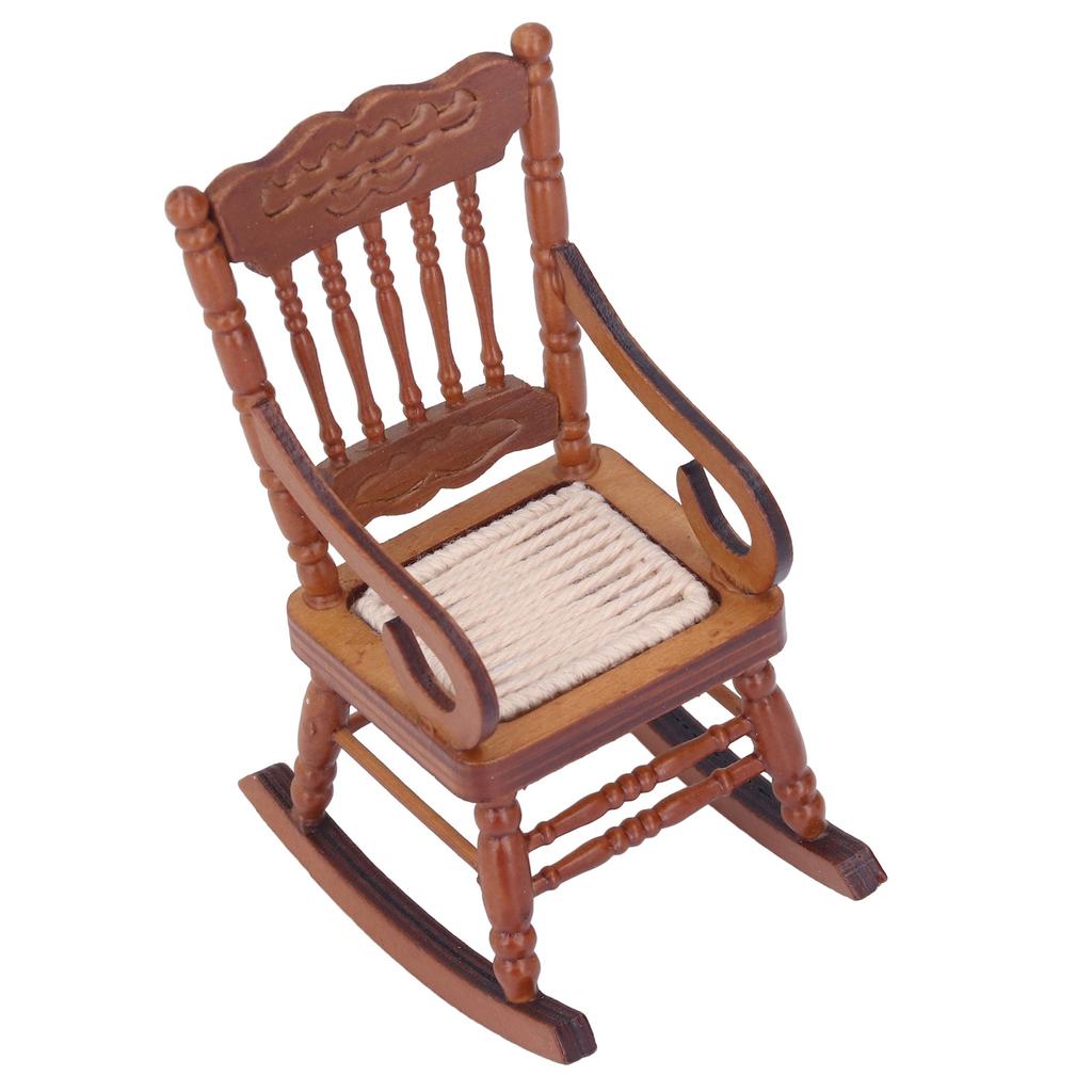 Dollhouse Miniature Chair Exquisite Details Bright Color Miniature Dollhouse Wooden Furniture for