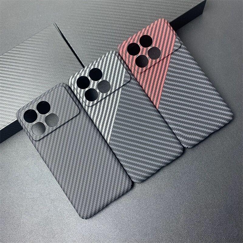 Funda Para POCO X6 Pro Carcasa Patrón de Textura de Fibra de Carbono PC Dura Mate Para Xiaomi POCO X6Pro 5G Funda Delgada Parachoques Ultra Delgado