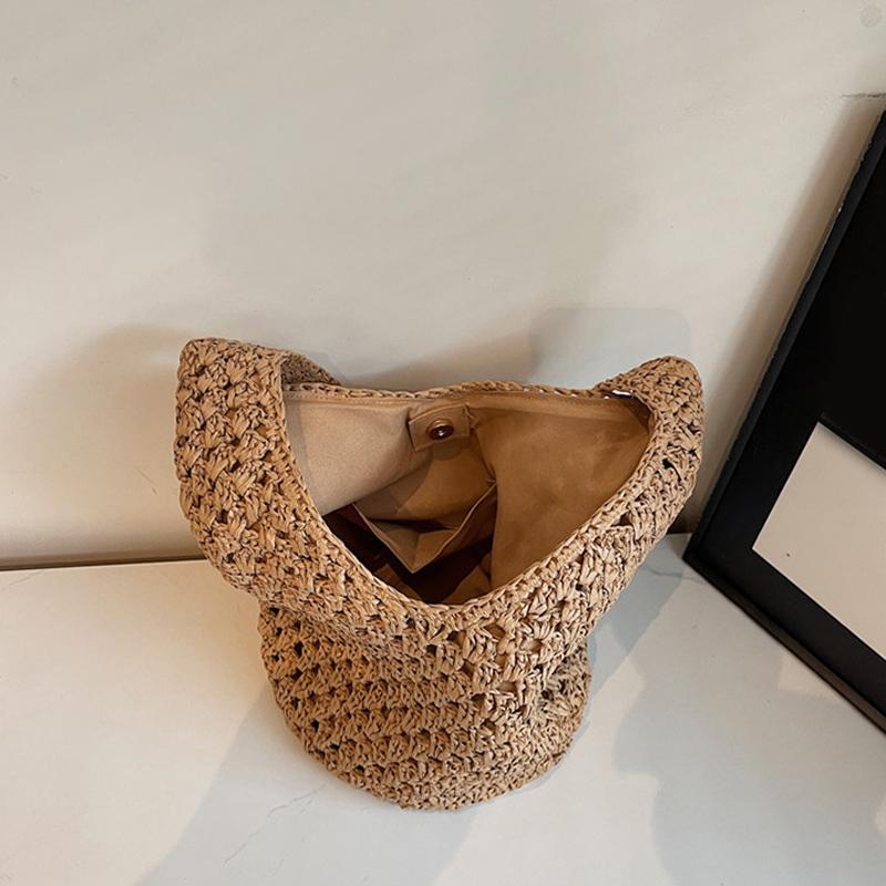 Women Knitting Shoulder Bag Hollow Out Beach Bag Large Capacity Aesthetic Tote Handbag Ladies Daily Handbag CLE