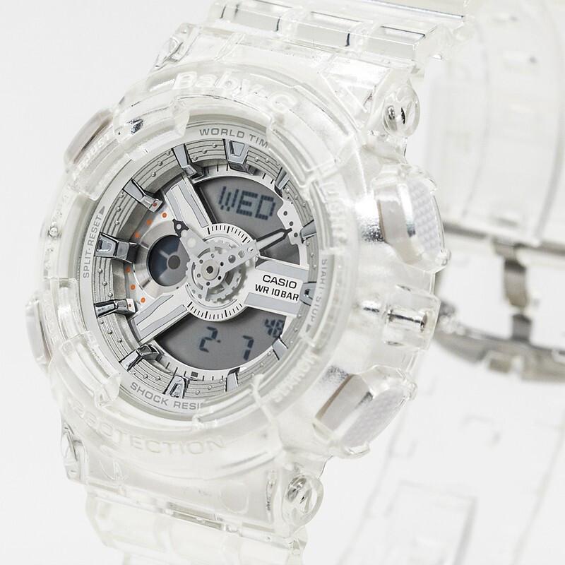 Casio G-Shock Summer Cool Transparent Ice Tough Series Ice Cream Pink Quartz Movement Watch Unisex Watches Black GA-700SK-1A+BA-110CR-7A