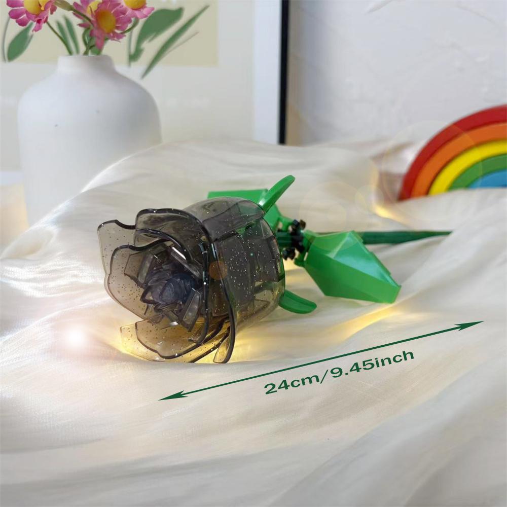 Style Rose Flower Building Blocks - Mood-Enhancing Assembly Experience, Home Desk Decoration, Perfect Gift for Valentine's Day