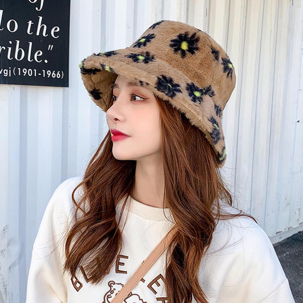 Teens Girls Adults Women's Bucket Hat Faux Fur Fisherman Hat Fluffy Winter Warm Hat Wide Brim Fisherman's Caps