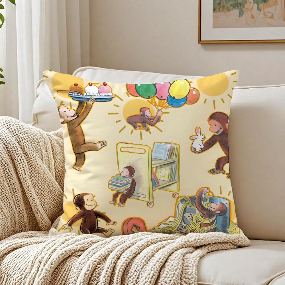 CCurious George Pillow Kids Cartoon Cushion Cover Pillowcase Antidustmite living Room Sofa Decor Cushion Room