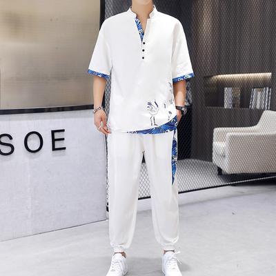 Shirts + Pants Autumn Cotton Linen Sportswear Men's Casual Sets Spring Male Fashion Trousers and Shirts Men