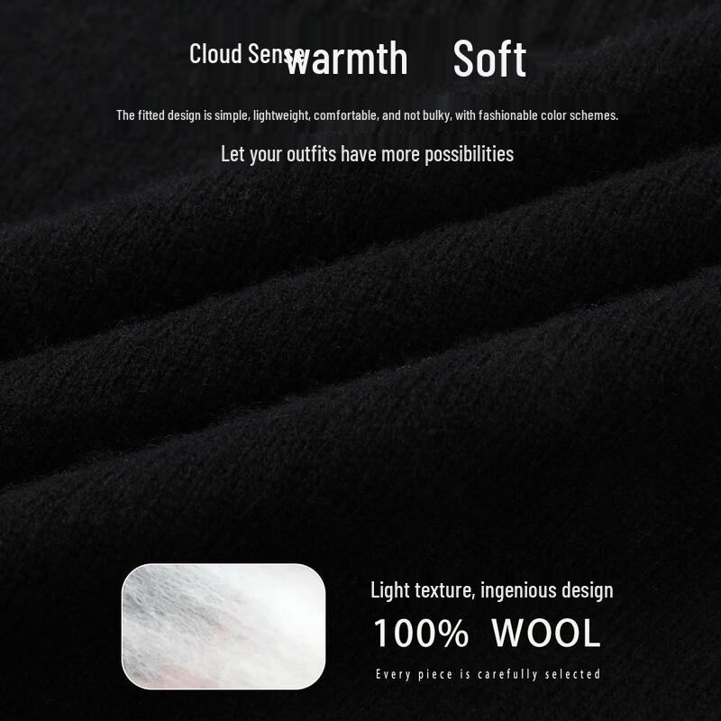 SNOWFLYING Women's Seamless 100% Wool High-Neck Sweater