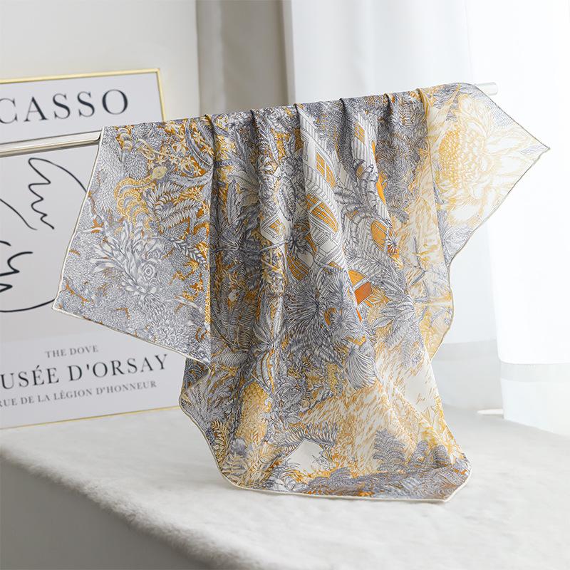 Spring and summer thin sunscreen silk cotton square scarf women s fashion light luxury versatile silk pure cotton blended 70 silk scarf scarf scarf 67*67