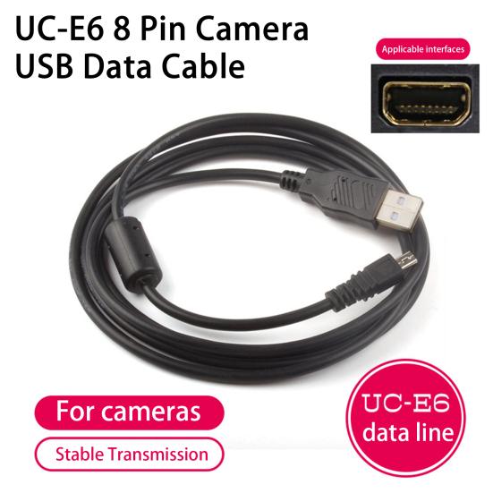 USB Cable 150cm Long Easy Connection Stable Transmission High Speed Transfer UC-E6 8 Pin Camera Mini USB Data Cable for Nikon