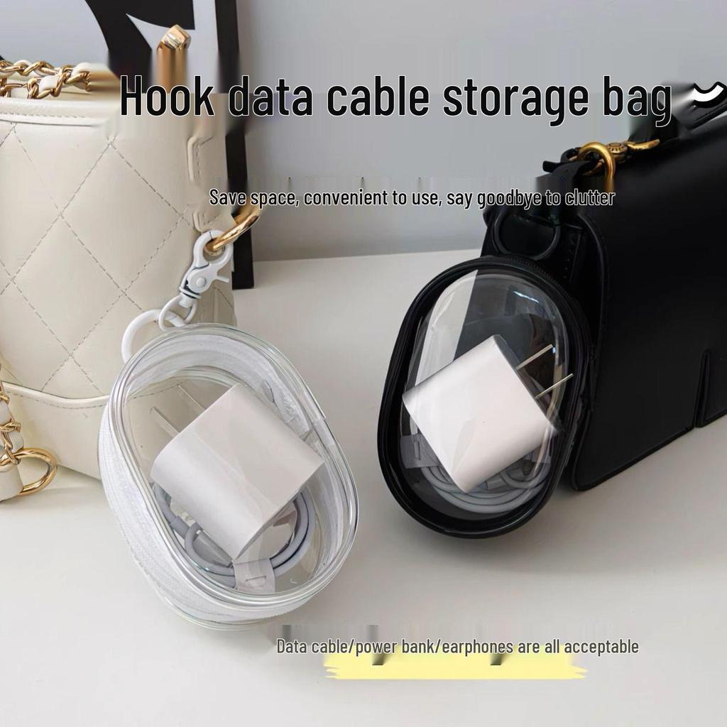 Portable Transparent Storage Box for Data Cable & Earphone Charging Accessories