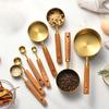 Stainless Steel Measuring Spoon Set Wooden Handle Spoons with Scale 8pcs Coffee Measuring Spoon Set Bartending Scale Accessories