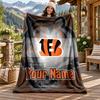 Cincinnati Bengals Custom Name Flannel Blanket Personalized Soft Warm Plush Throw Blanket Customized Gift for Family Friends