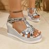Mode 2025 Damen Sandalen Offene Zehen Keilabsatz Flacher Absatz Sommer Kleidsandalen Damen Lässig Bequem Übergröße Modeschuhe Damen