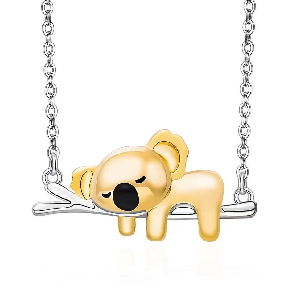 

Koala Fashionable Cartoon Pendant Necklace In Gold Or Silver Perfect Accessory For Ages All золотой