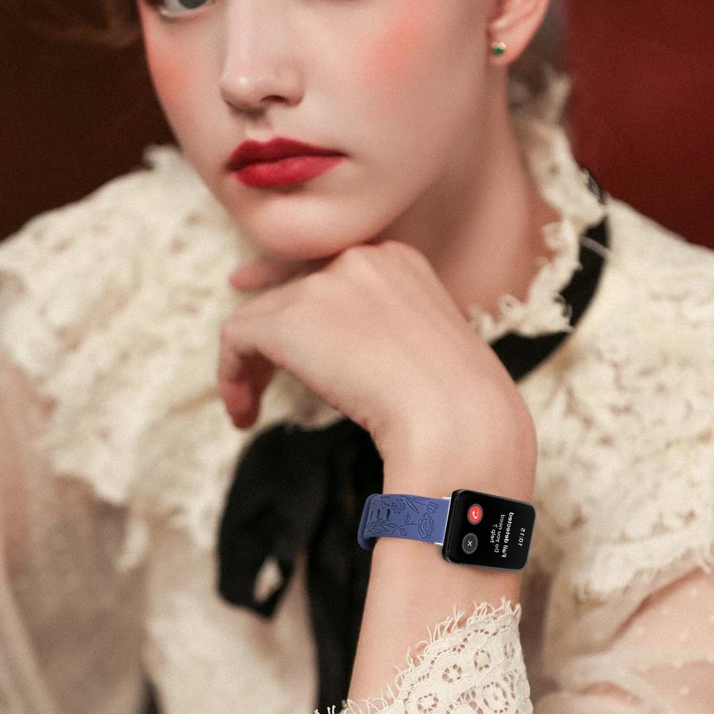 Prints Design Strap for Samsung Galaxy Fit 3 Watch Band Silicone Engraving Bracelet for Samsung Galaxy Fit3 Floral Wristband