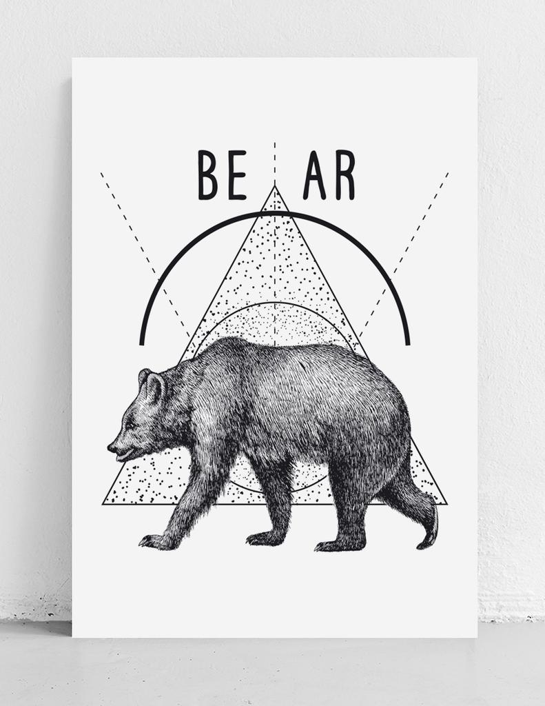 Poster Bear Geometry Dotwork