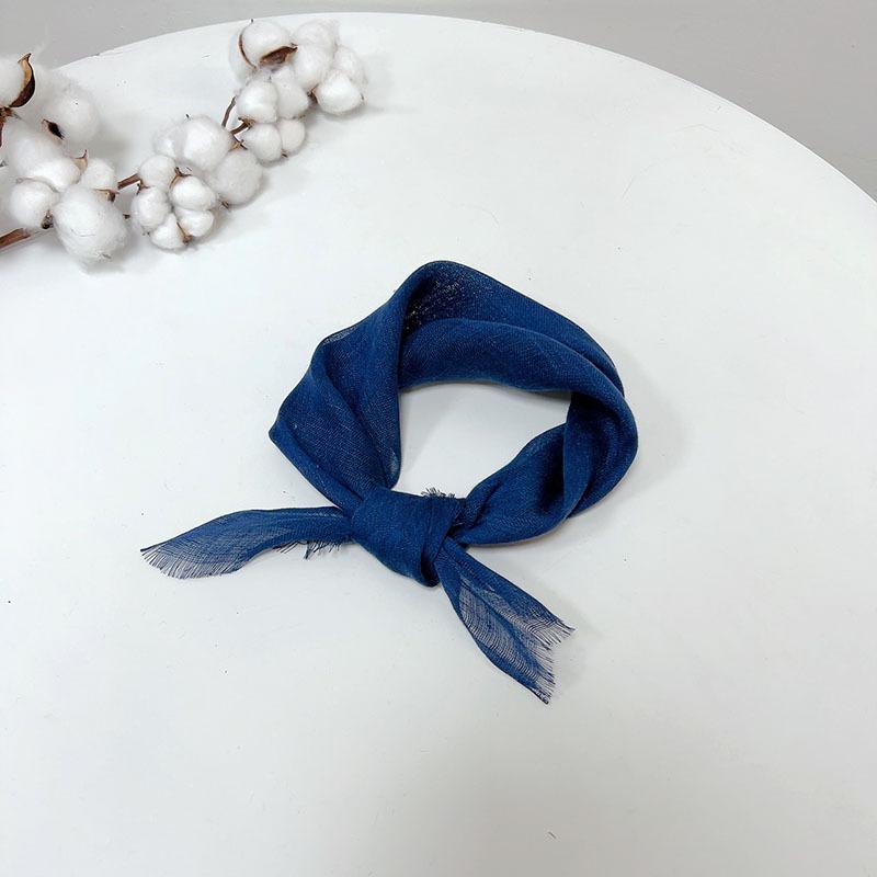 Retro Small Plaid Linen Square Scarf Literary And Versatile Women'S Summer Neck Protection Small Silk Scarf Scarf Accessories