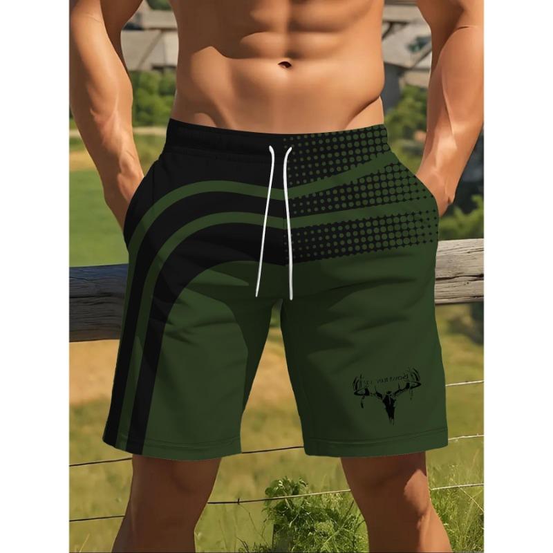 Men's Lemon Striped Print Board Shorts Quick Dry Beach Swim Trunks