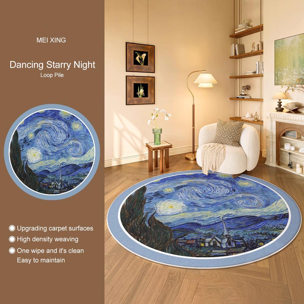 Round Rug Living Room Carpet Soft Bedroom Bedside Floor Mat Plants Flowers French Retro Anti-slip Carpets Home Ddecoration Tapis