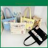 Cute Cat Paw Letter Embroidery Large Capacity Women Casual Canvastote Bag For Daily Use