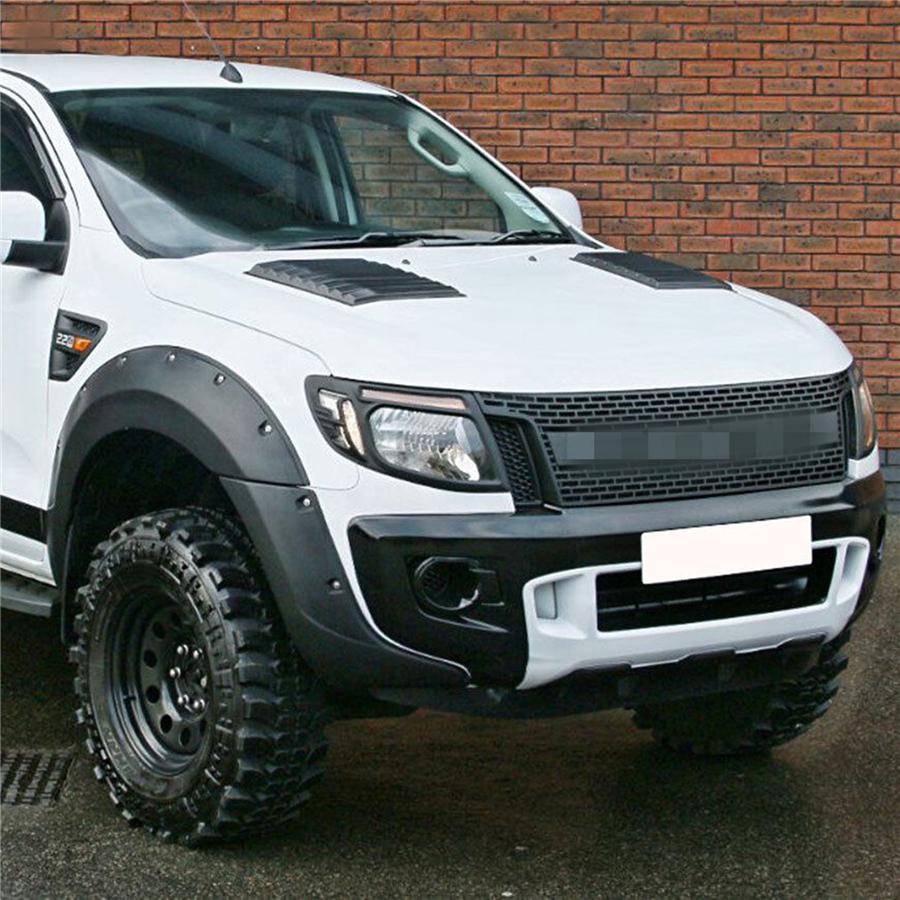 2PCS Side Air Vent Bonnet Hood Cover Trim For Ford Ranger 2012-2022 ABS Plastic