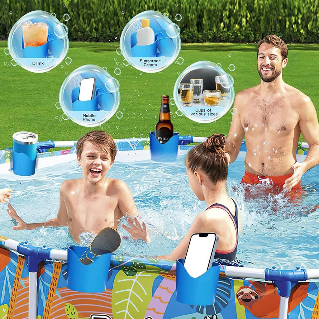 Water Cup Hanging Holder Reusable Swimming Pool Side Storage Shelf Multifunctional Pool Water Cup Hanger for Swimming Pool Party