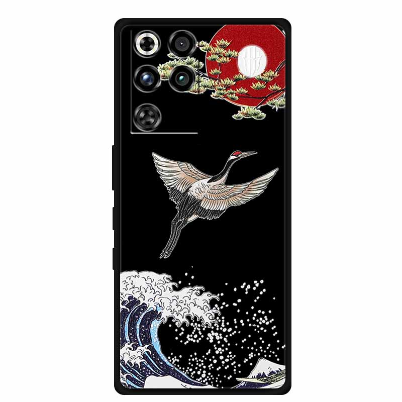 For ZTE Nubia RedMagic 11 Pro 5G Case 3D Emboss Flowers Relief Soft Black Silicone Back Cover For ZTE Nubia RedMagic 11Pro Funda
