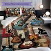 1PC Music, Guitar Theme Bedding Quilt Set Quilt Cover Pillowcase Home Decoration Birthday Gift (1 * Duvet Cover + 2 * Pillowcase, Without Core)