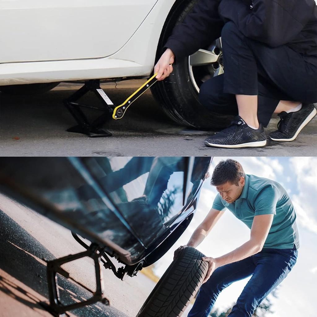 Auto Labor-Saving Jack Ratchet Wrench, Universal 360 Degree Swivel Tire Wheel Jack Ratchet Wrench Scissor Jack, Wrench Jack Lift Speed Handle Tool