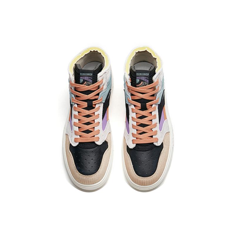 Anta Street Naughty Slip-Resistant Mid-Top Skateboard Shoes Women's Blue White Black Sneakers 122218052-3