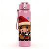 1PC Santa Hat Cute Cow 750ml Color Plastic Sports Water Bottle Leakproof Flip Straw Lid Suitable for Sports Office Home Use