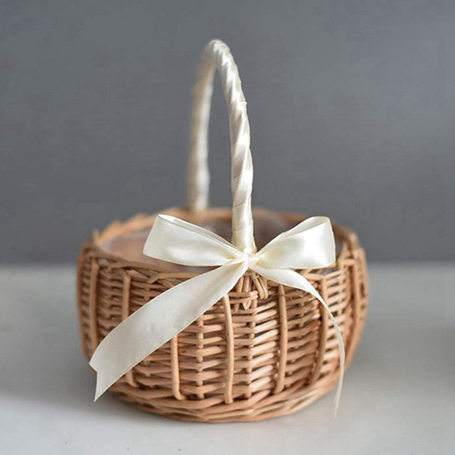 Woven Portable Flower Basket Handmade Natural Simulation Flower Basket Butterfly Festival Rattan Storage Basket