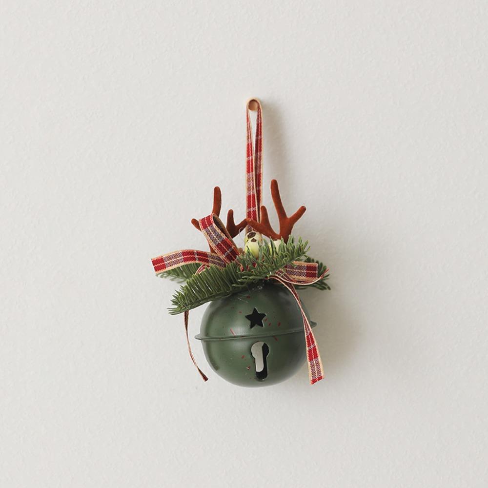 Green Christmas Chime Bell Red Pine Cone Bell Pendant  Home Door Decorations