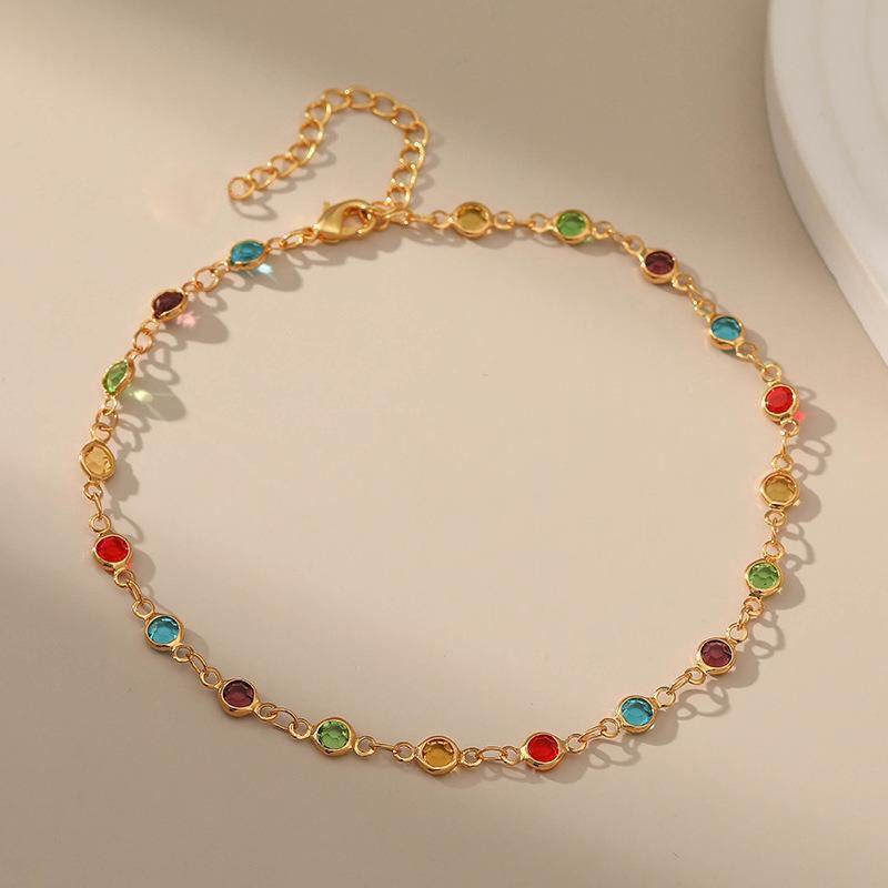 

Bohemian Style Colored Zircon Anklets for Women - Ethnic, Trendy, Versatile Fashion Accessory