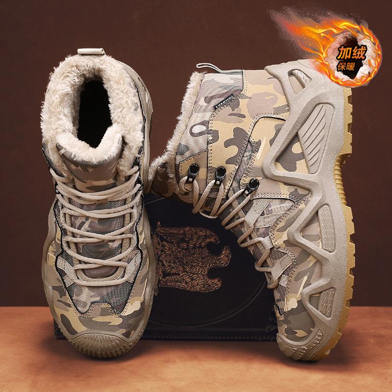 Martin Boots Men's Shoes Winter Sports Soft Sole Fleece Thickened Warm Construction Site Work Non-slip High-top Tooling Labor Insurance Shoes