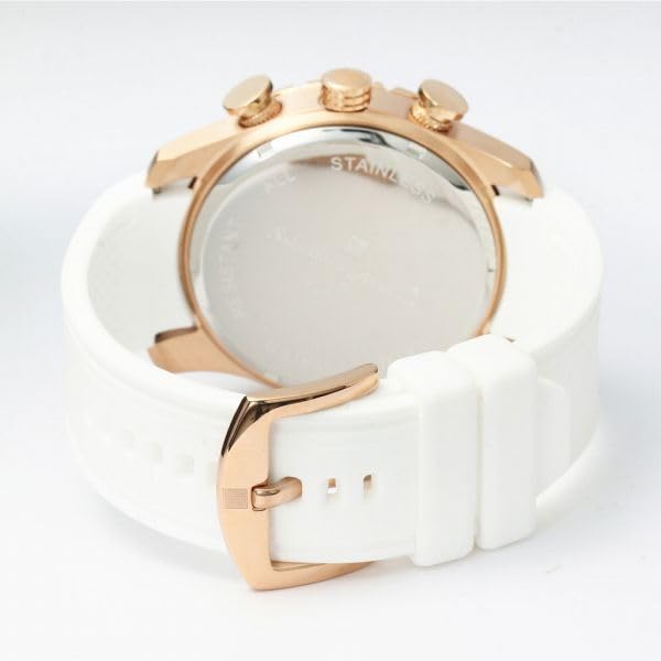 Authentic Salvatore Marra Wristwatch, SM22111-PGWHWH, 10 ATM Water Resistance, Date Display, Chronograph, Rubber Strap, PGWHWH