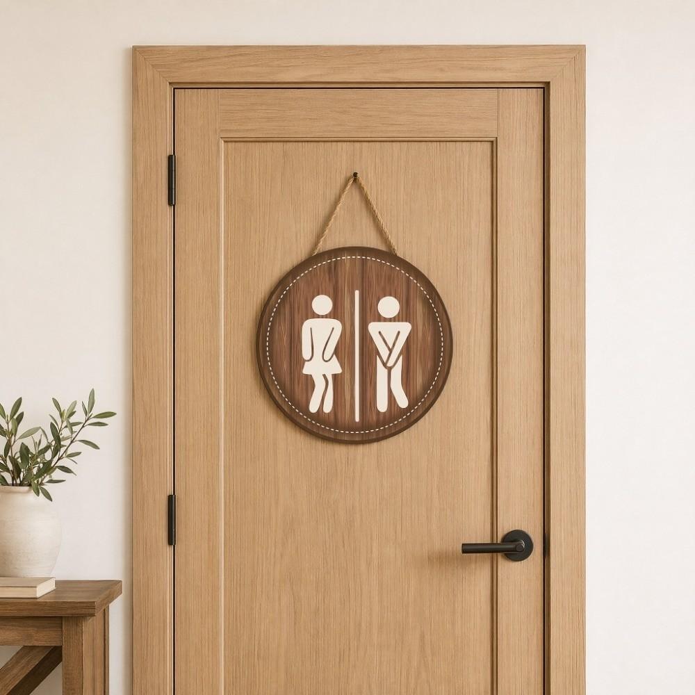 Wooden Bathroom Sign Plate Ornament Toilet Decorative Plate Group Living Area