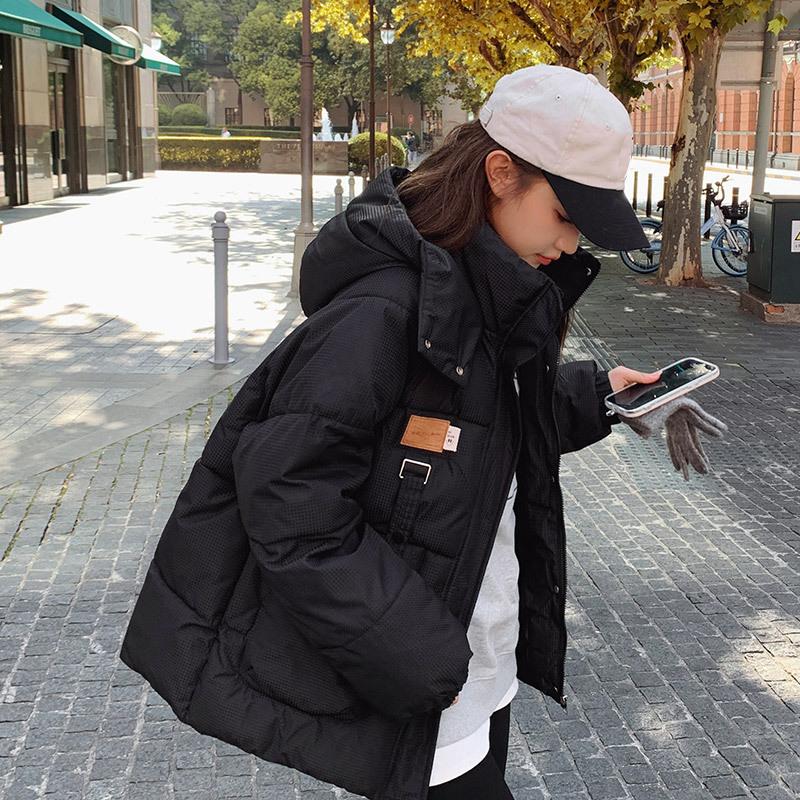 Autumn and Winter Down Cotton Jacket Korean Version Loose Hooded Short Cotton Jacket Fashion Women's Casual Warm Cotton Jacket