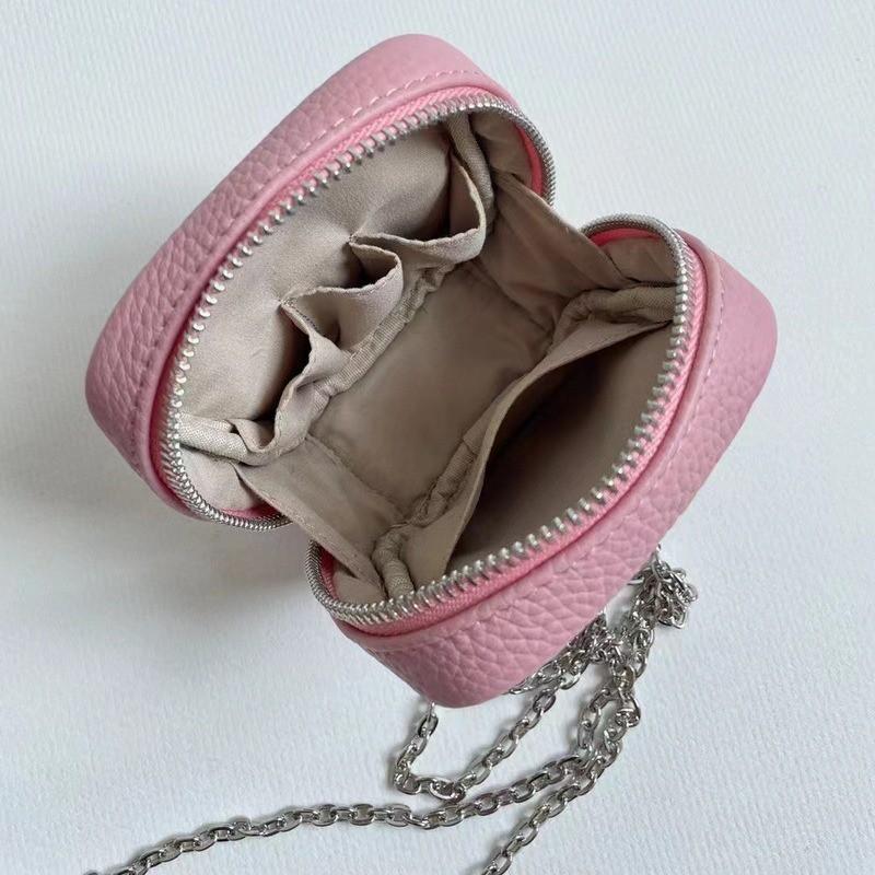 Genuine Leather Mini Coin Purse Small Square Bag With Chain Strap Crossbody Shoulder Women