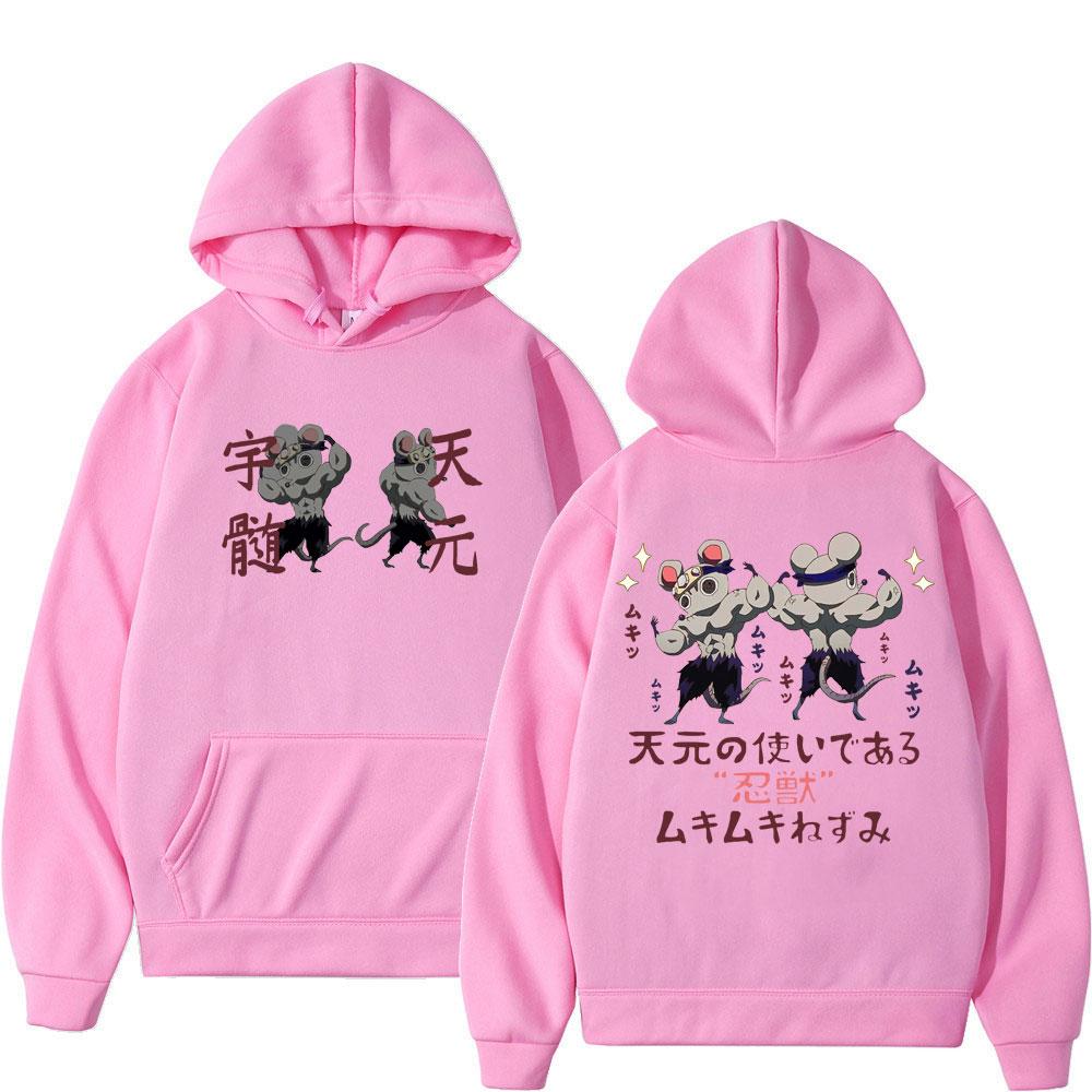 Japan Anime Demon Slayer Uzui Tengen Mikina s kapucí Funny Manga Svalnaté myši Ninja Muki Muki Gym Tepláky Unisex Móda Neformální Mikina