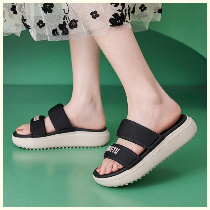 2026 Fashion Brand Summer Shoes Women Sandals Thick Sole Soft Summer Holiday Comfortable Ladies Sandals Non-slip Yellow Black Plus Size 41