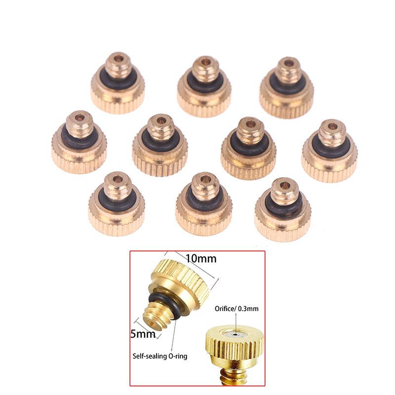 

10 шт. Латунное распылительное сопло с резьбой, отверстие 0,2/0,3 мм, детали водяного распылителя, сопло для туманообразования для системы распыления патио, охлаждение на открытом воздухе