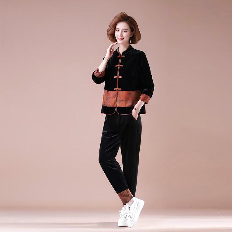 XUEXI Women's 2025 Spring Autumn Velvet Tracksuit Set
