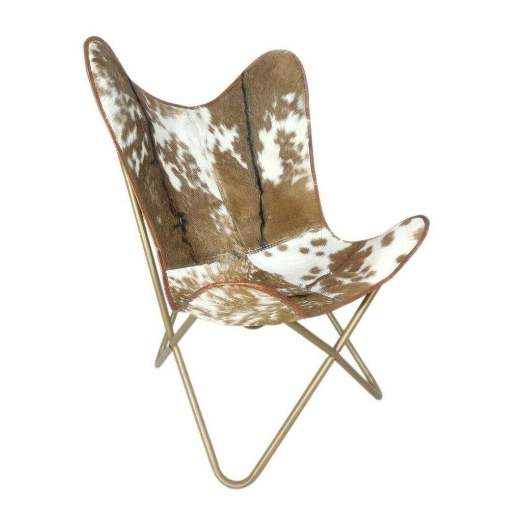 Handmade Vintage Cowhide Leather Butterfly Chair Sleeper Seat RelaxChair Folding
