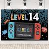 Game On Theme Video Gamer Kids Birthday Party Neon Green Gaming Next Level Up Background Baby Shower Decoration Supplies Props