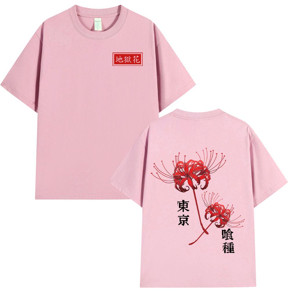 Anime Tokyo Ghoul Spider Lily T-Shirt Herren Damen Kaneki Ken Manga Grafikdruck T-Shirt Cooles Unisex Baumwoll-T-Shirt Oversized
