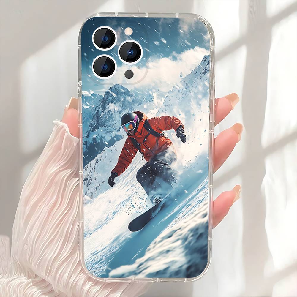Snow Snowboard Ski Phone Case For iPhone 17,16,15,14,13,12,11 Pro,Max,Plus,X,XS,XR,SE4,E Mini Transparent Soft Cover