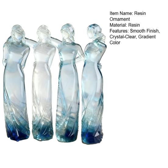 Goddess Figurine Resin Tinted Goddess of Hope Sisters Sculpture Transparent Gradient Blue Woman Statue for Table Mantel Bookshelf Decor