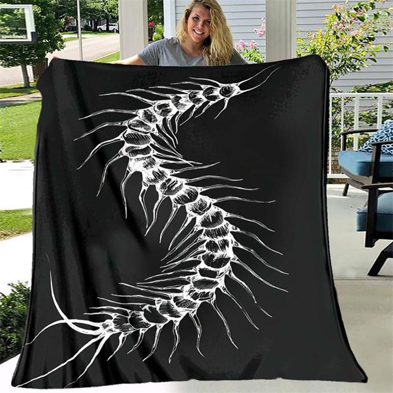 1pc, Centipede Dark Series Printed Blanket, Soft and Warm Blanket Sofa, Office Bed, Camping and Travel Nap Blanket, Four Seasons Gift Blank