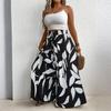 Women’s Loose Fit Printed Wide Leg Palazzo Pants with Elastic Waistband and Flowing Skirt Style Comfortable Design